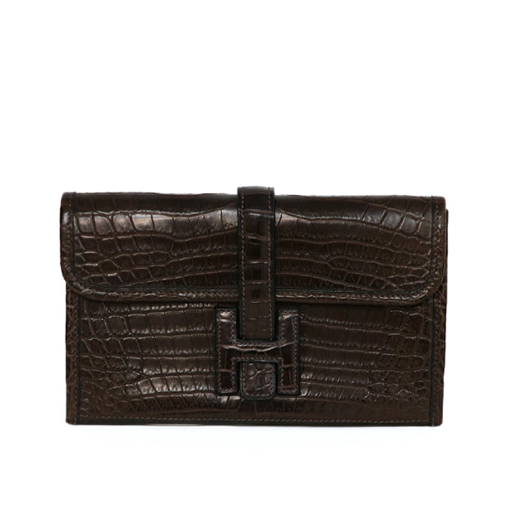 Hermes Jige Crocodile Ebene □H Hand Bag 3S414