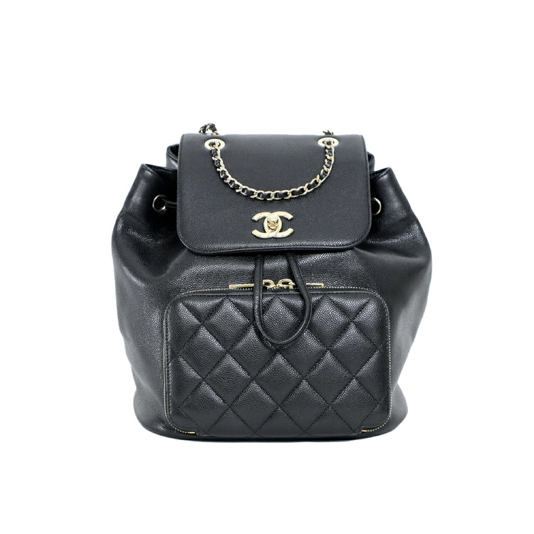 Chanel Affinity Matelasse Caviarskin Black Chain Backpack Bag Jsw23