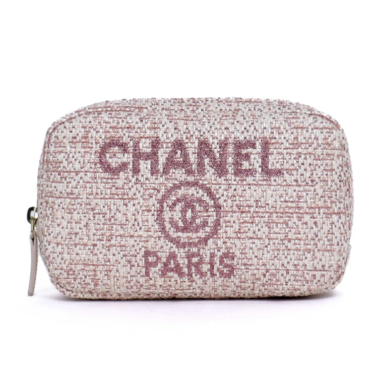Chanel Deauville Tweed Cosmetic Pink Pouch 3S725