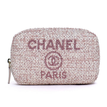 Chanel Deauville Tweed Cosmetic Pink Pouch 3S725