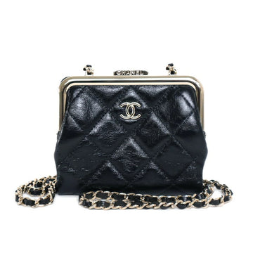 Chanel Matelasse Coco Mark AP2823 Black Mini Chain Wallet 3S802