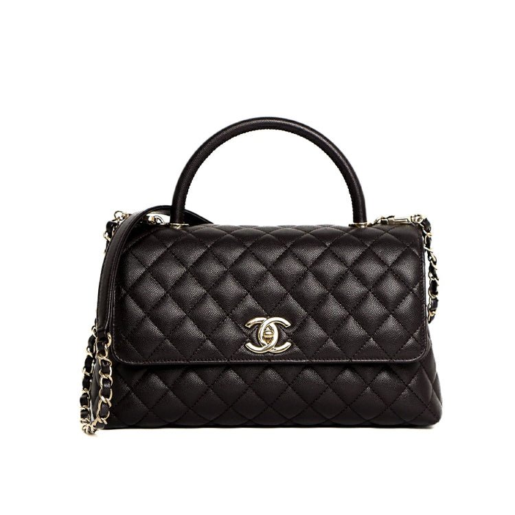 Chanel Coco Handle 29 Large Caviar Black Chain Shoulder Hand Bag 4S402